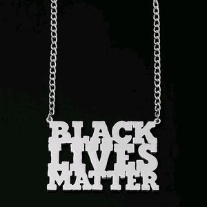 NWT BLM BLACK LIVES MATTER LASER CUBAN CHAIN CUT OUT NECKLACE
